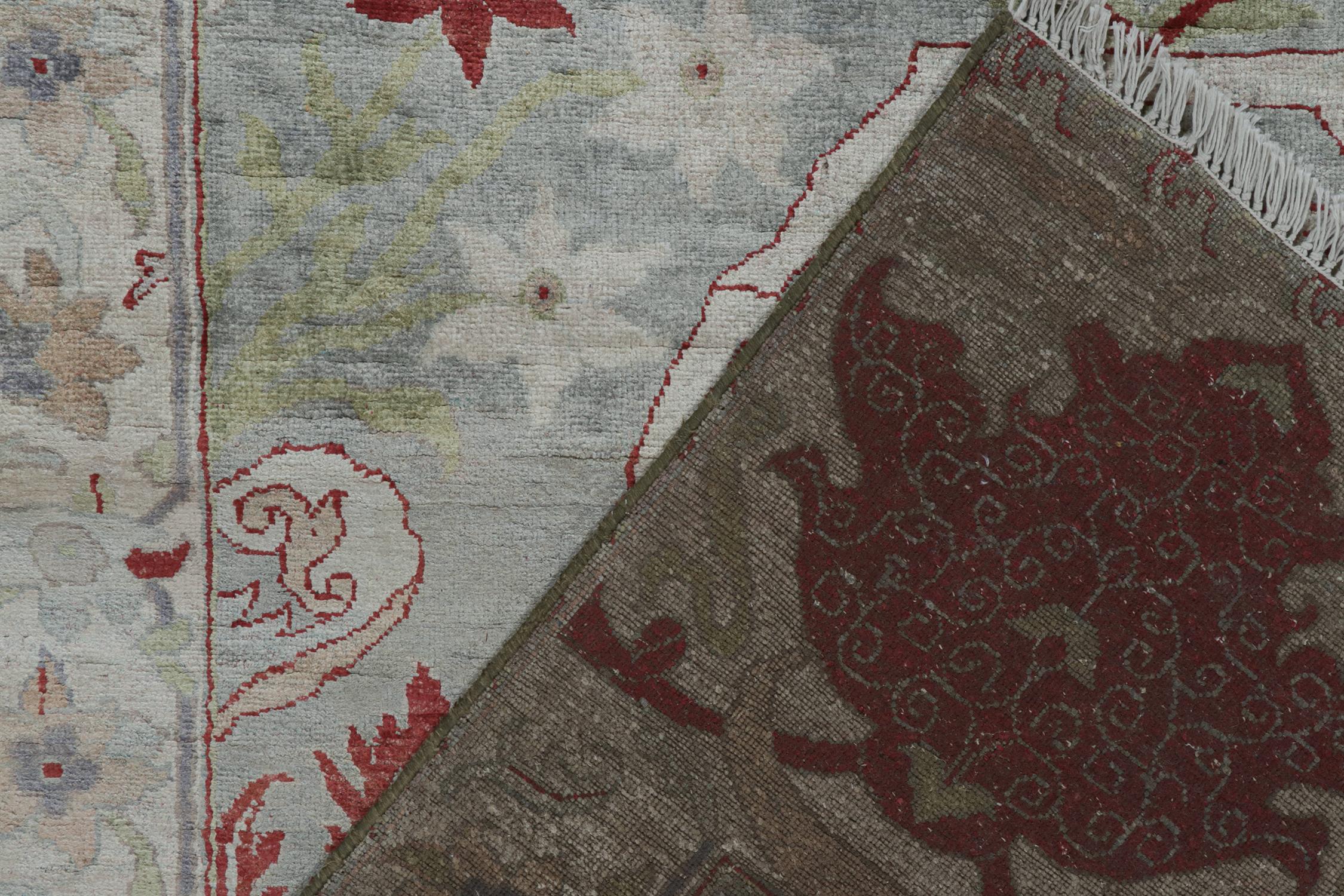 Contemporary Rug & Kilim’s Classic Style Rug with Red, Blue and Grey Floral Patterns For Sale