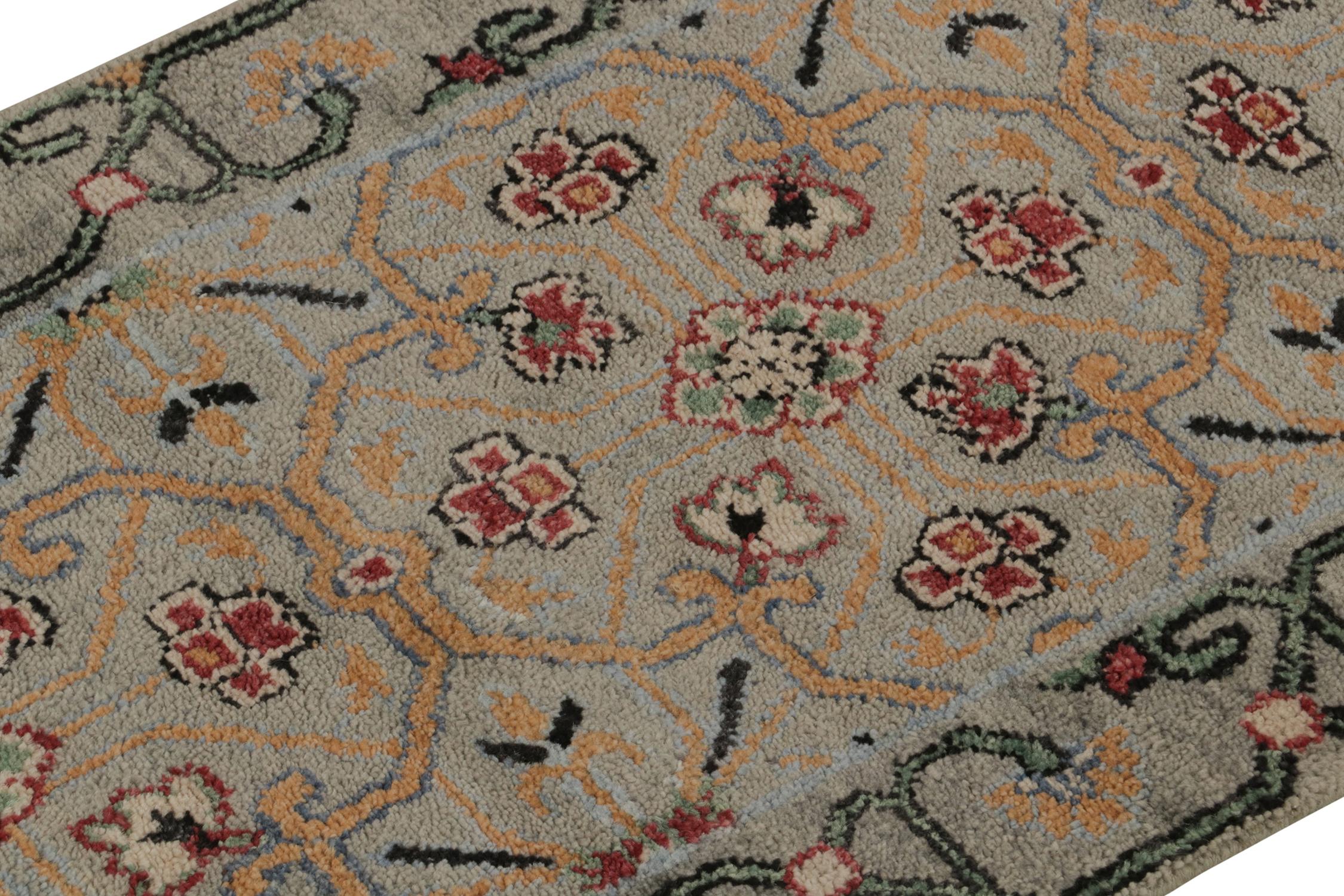 Rug & Kilim’s Classic Style Runner in Blue, Green and Red Floral Patterns In New Condition For Sale In Long Island City, NY