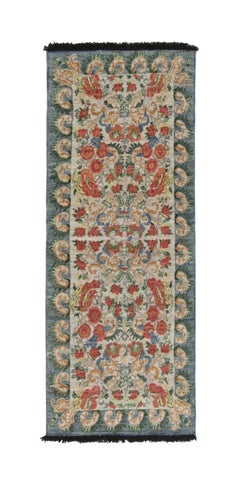 Rug & Kilim’s Classic Style Runner in Red Floral Patterns on Off-White