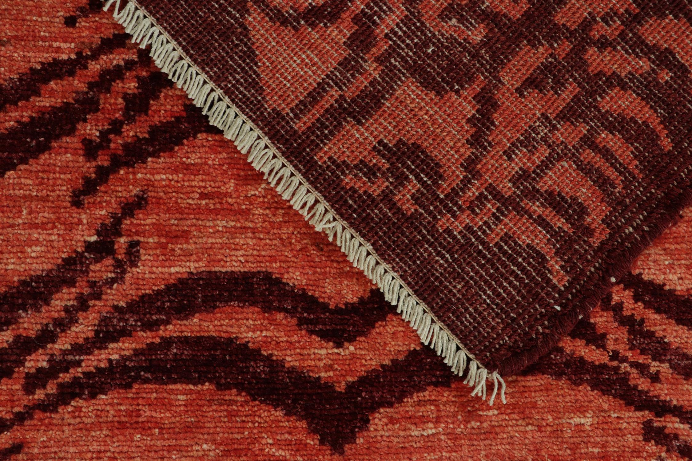 Contemporary Rug & Kilim’s Classic style runner in Red with Orange Tiger Pictorial Pattern For Sale
