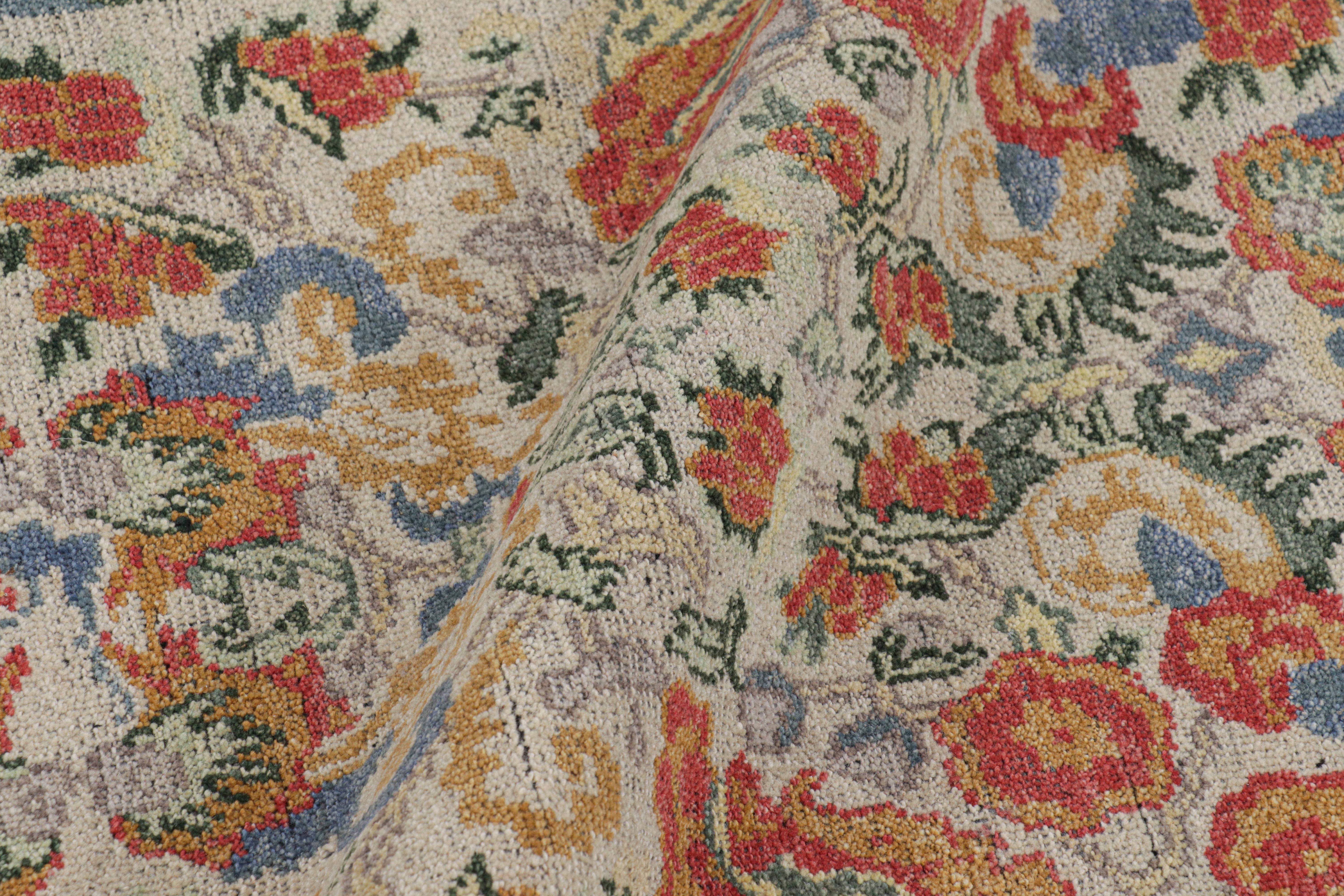 Contemporary Rug & Kilim’s Classic Style Runner Rug in White with Floral Patterns For Sale