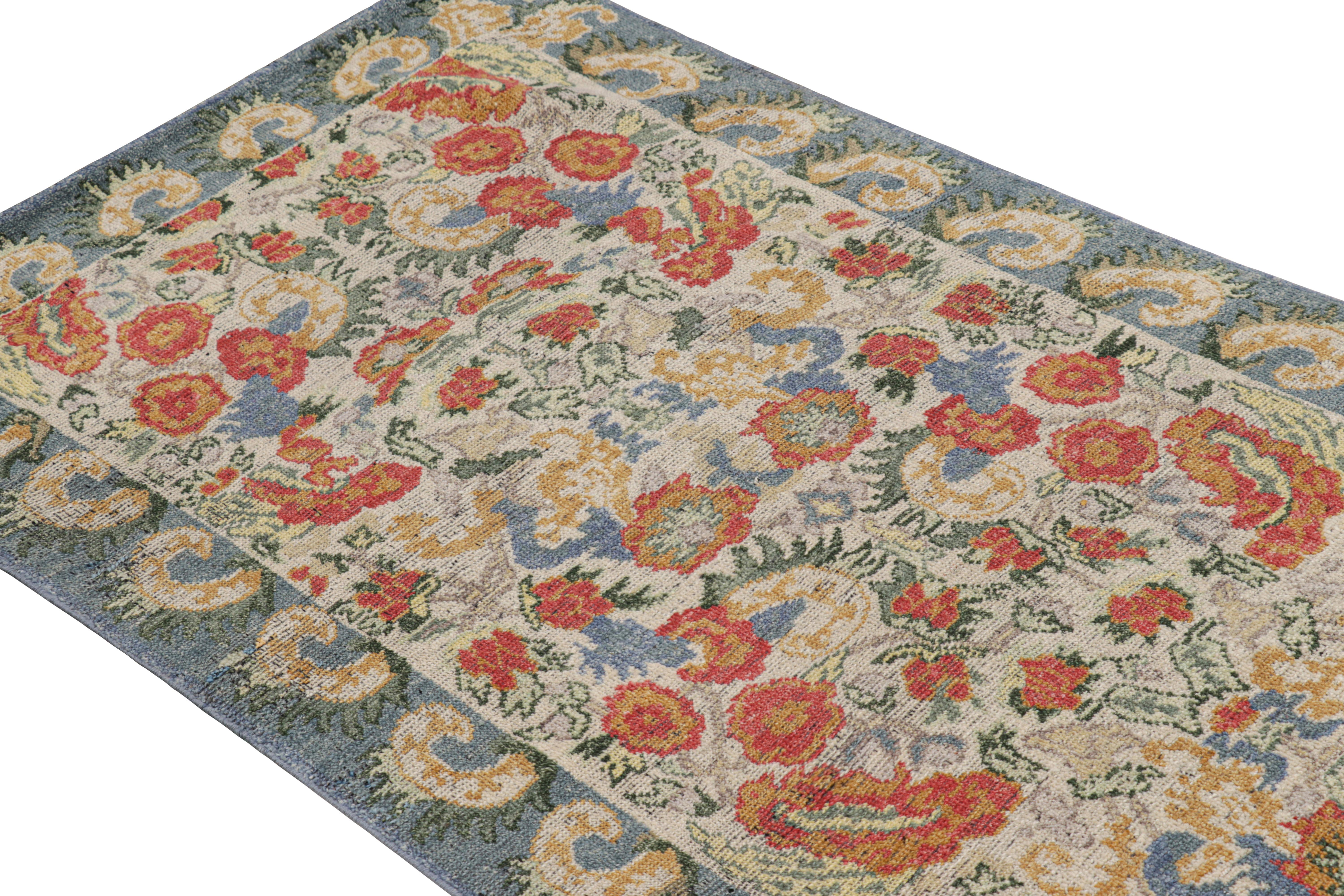 Rug & Kilim's Classic Style Läufer in Weiß mit Blumenmustern (Wolle) im Angebot