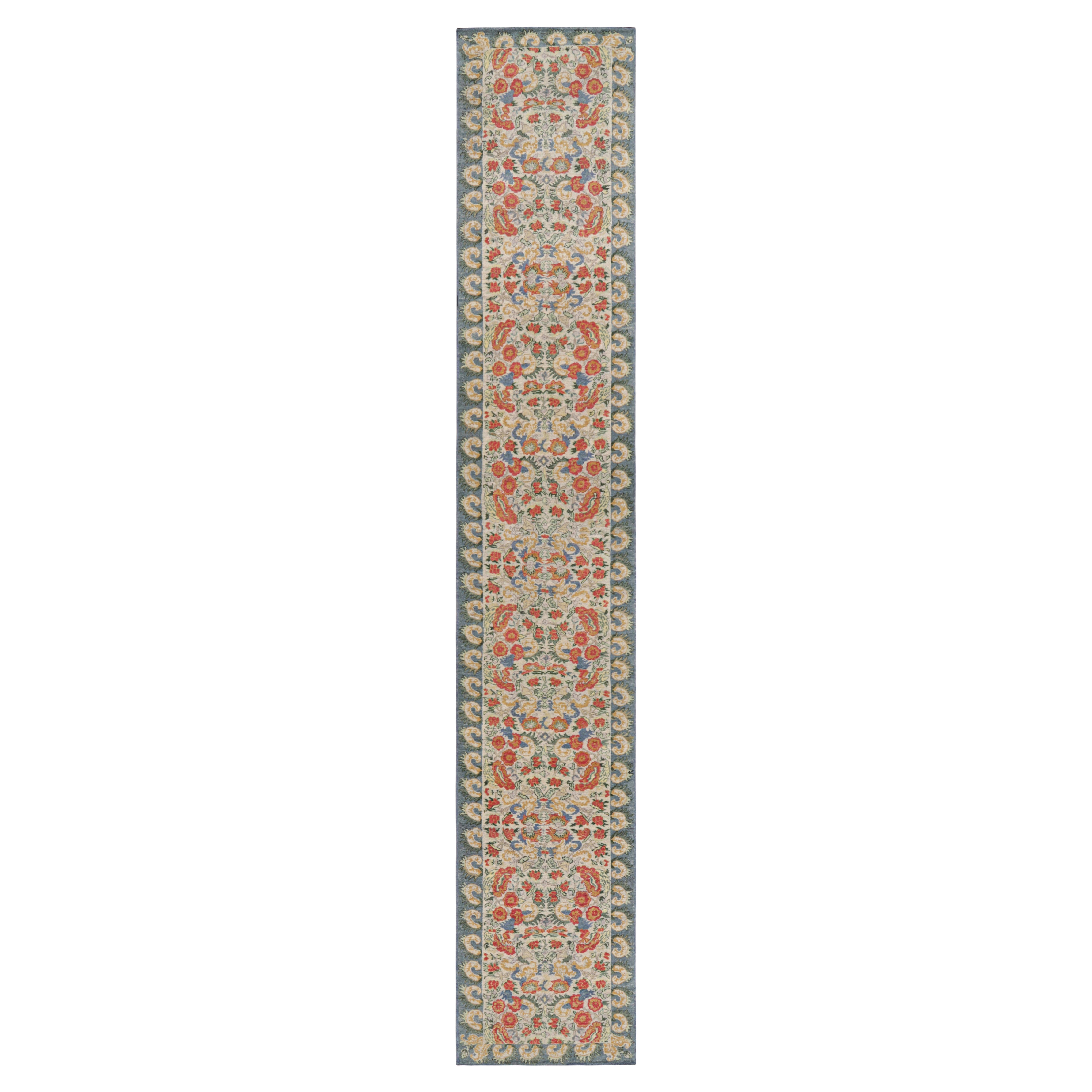 Rug & Kilim’s Classic Style Runner Rug in White with Floral Patterns