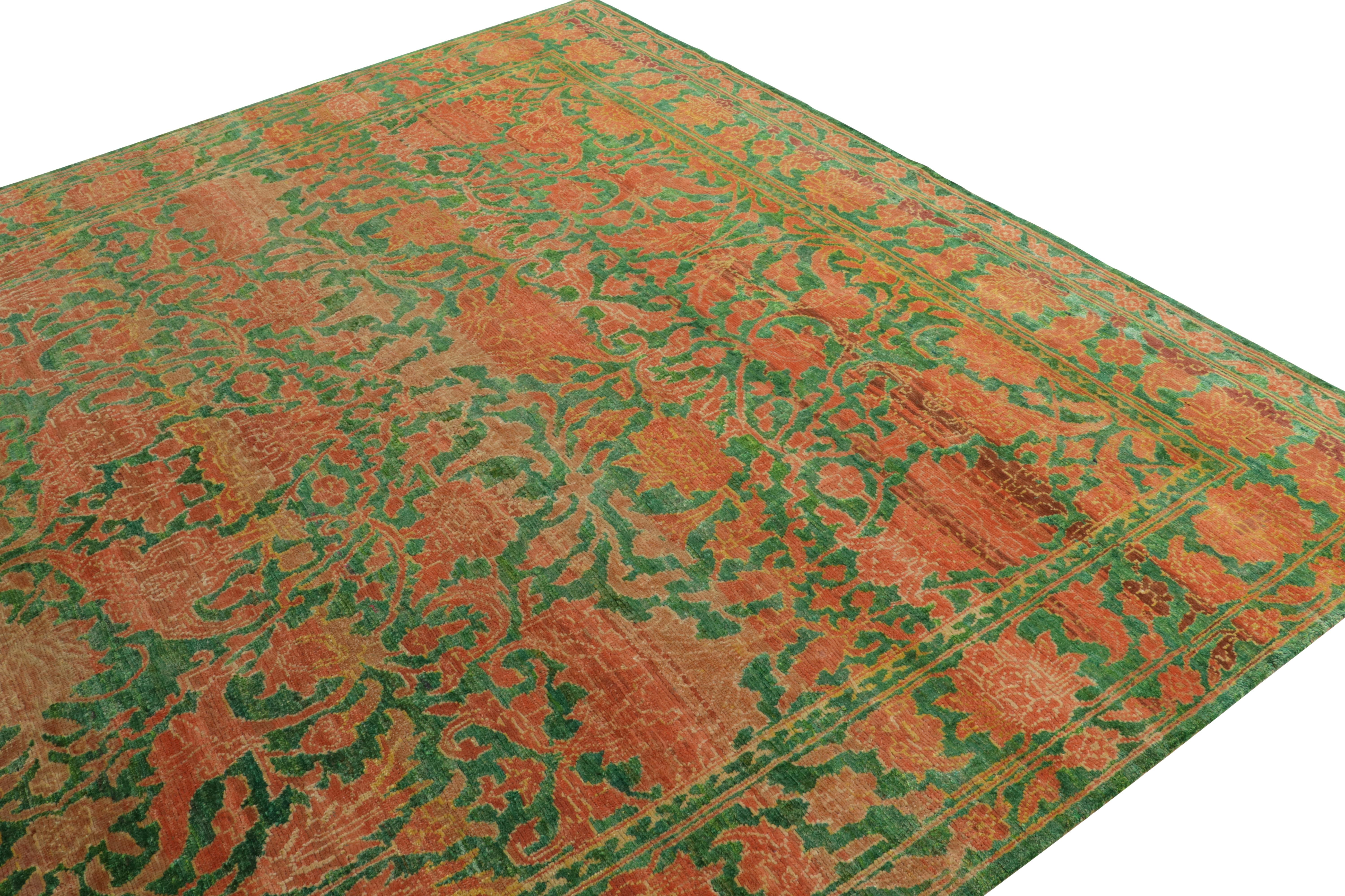 Tapis en soie de style classique de Rug & Kilim, vert, motifs floraux Neuf - En vente à Long Island City, NY