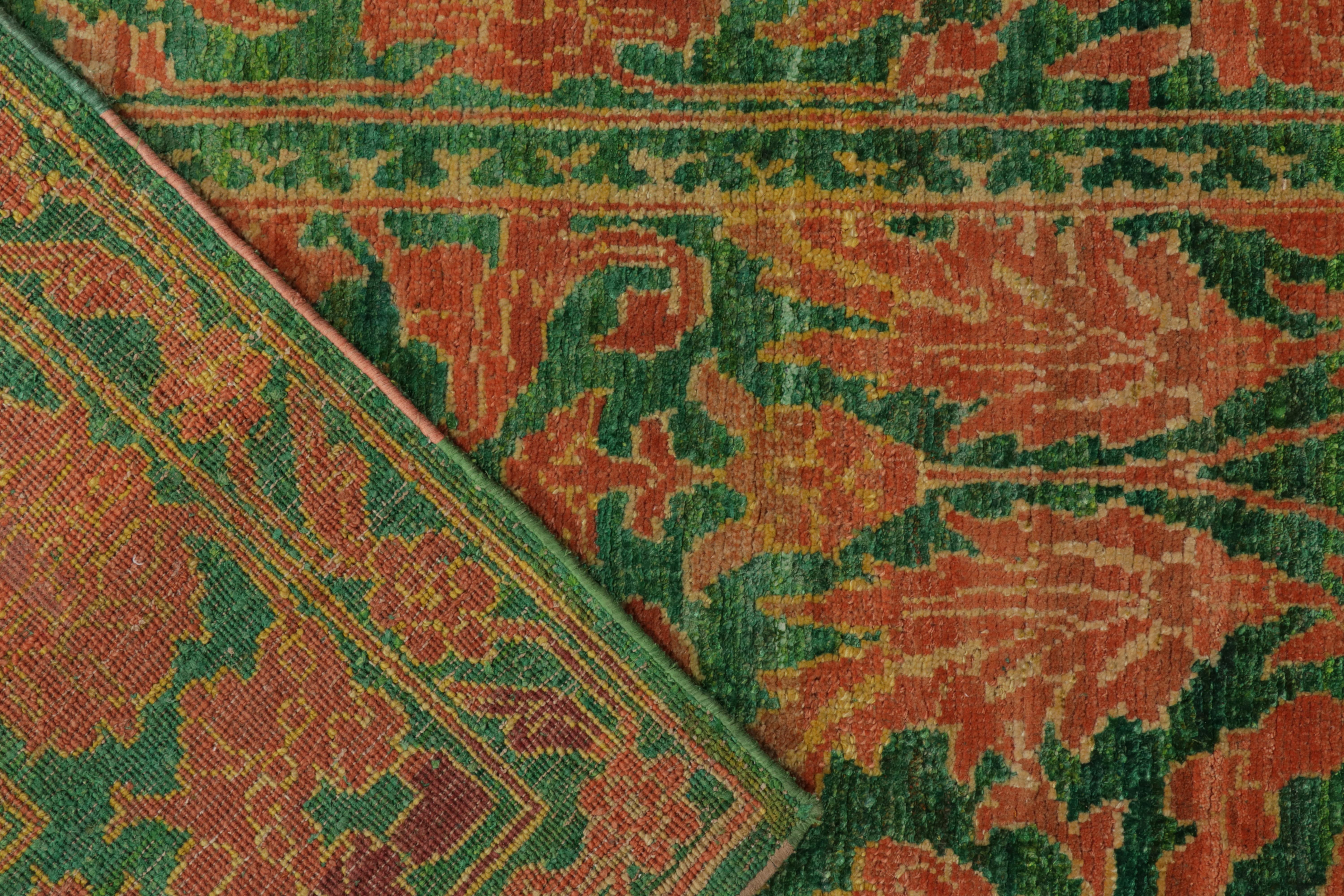 XXIe siècle et contemporain Tapis en soie de style classique de Rug & Kilim, vert, motifs floraux en vente