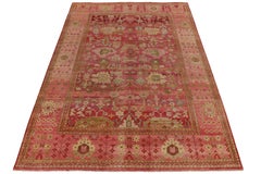 Rug & Kilim’s Classic Style Silk Rug in Pink, Beige-Brown Floral Pattern