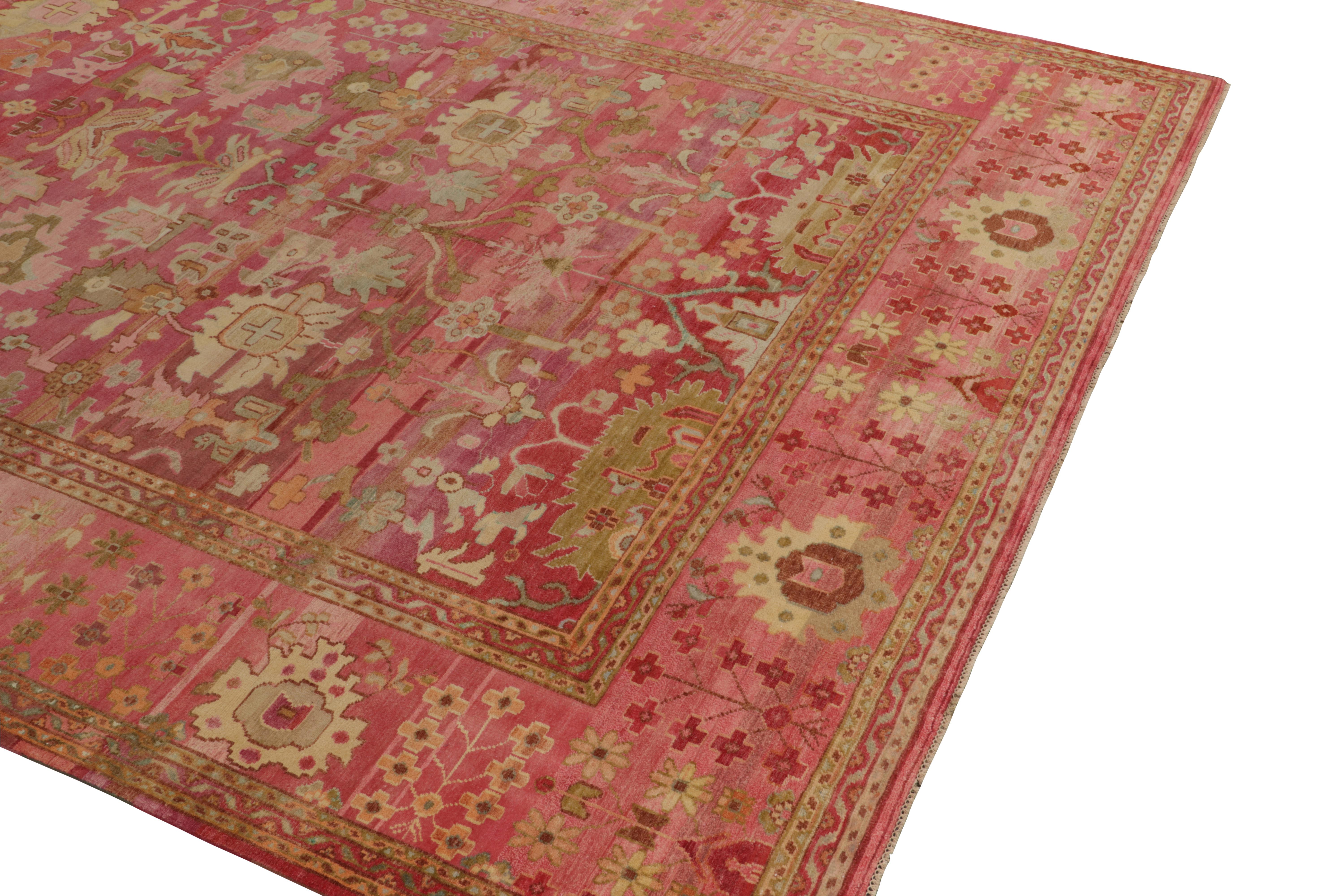 Rug & Kilim’s Classic Style Silk Rug in Pink, Beige-Brown Floral Pattern In New Condition For Sale In Long Island City, NY