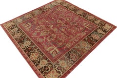 Rug & Kilim's Classic Style Quadratischer Teppich in Rosa, Rot und Beige-Braun mit Blumenmuster
