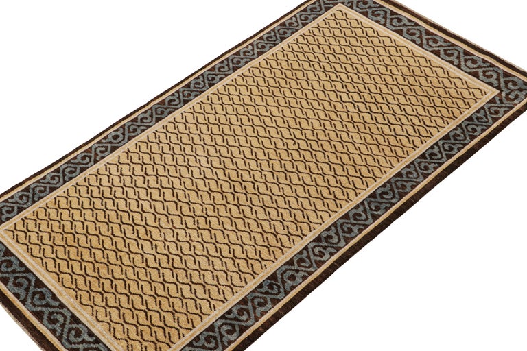 Rug and Kilim’s Classic Style Tiger Rug in Gold with Brown Stripes For ...