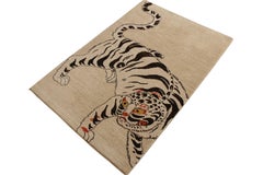 Teppich & Kilims Tigerteppich im klassischen Stil in Weiß und Grau mit Bildmuster