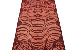 Rug & Kilim’s Classic Style Tiger Runner in Orange and Red Pictorial