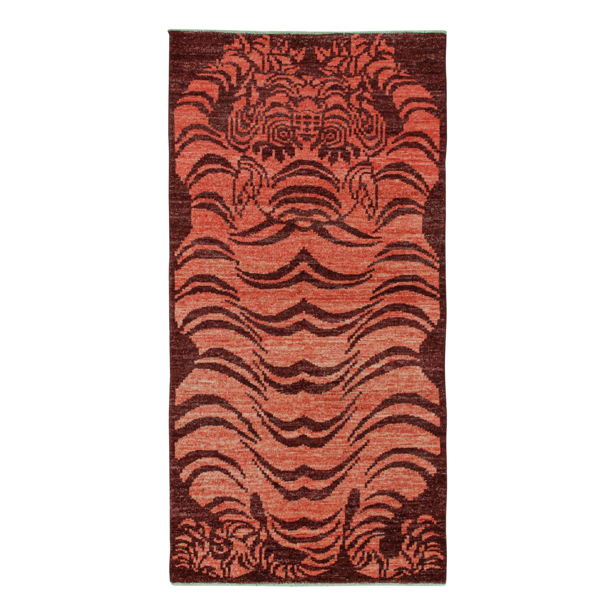 Rug & Kilim - Runner Tiger in stile classico in arancione e rosso - in foto