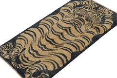 Rug & Kilim’s Classic-Style Tiger-Skin Custom Runner with Blue & Gold Pictorial