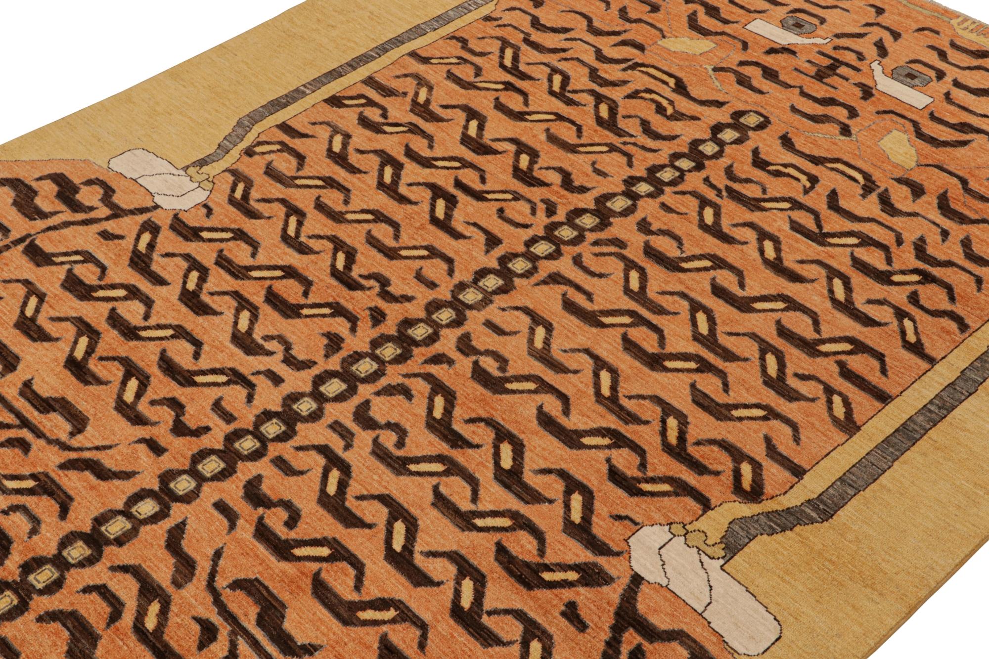 Dieser moderne 8x10-Tigerteppich ist eine kühne Neuheit in der Tigers Collection'S von Rug & Kilim. Unsere Kollektion umspannt mehrere Kulturen und greift ikonische Bildstile der Volkskunst und handgefertigte antike Orientteppiche gleichermaßen auf.