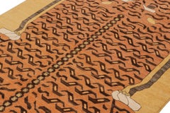 Rug & Kilim’s Classic-Style Tiger-Skin Rug Design with Orange & Brown Pictorial