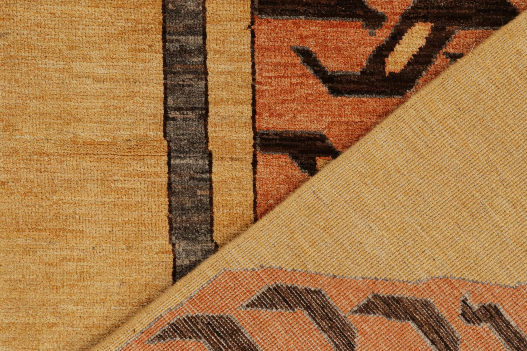 Wool Rug & Kilim’s Classic-Style Tiger-Skin Rug Design with Orange & Brown Pictorial For Sale