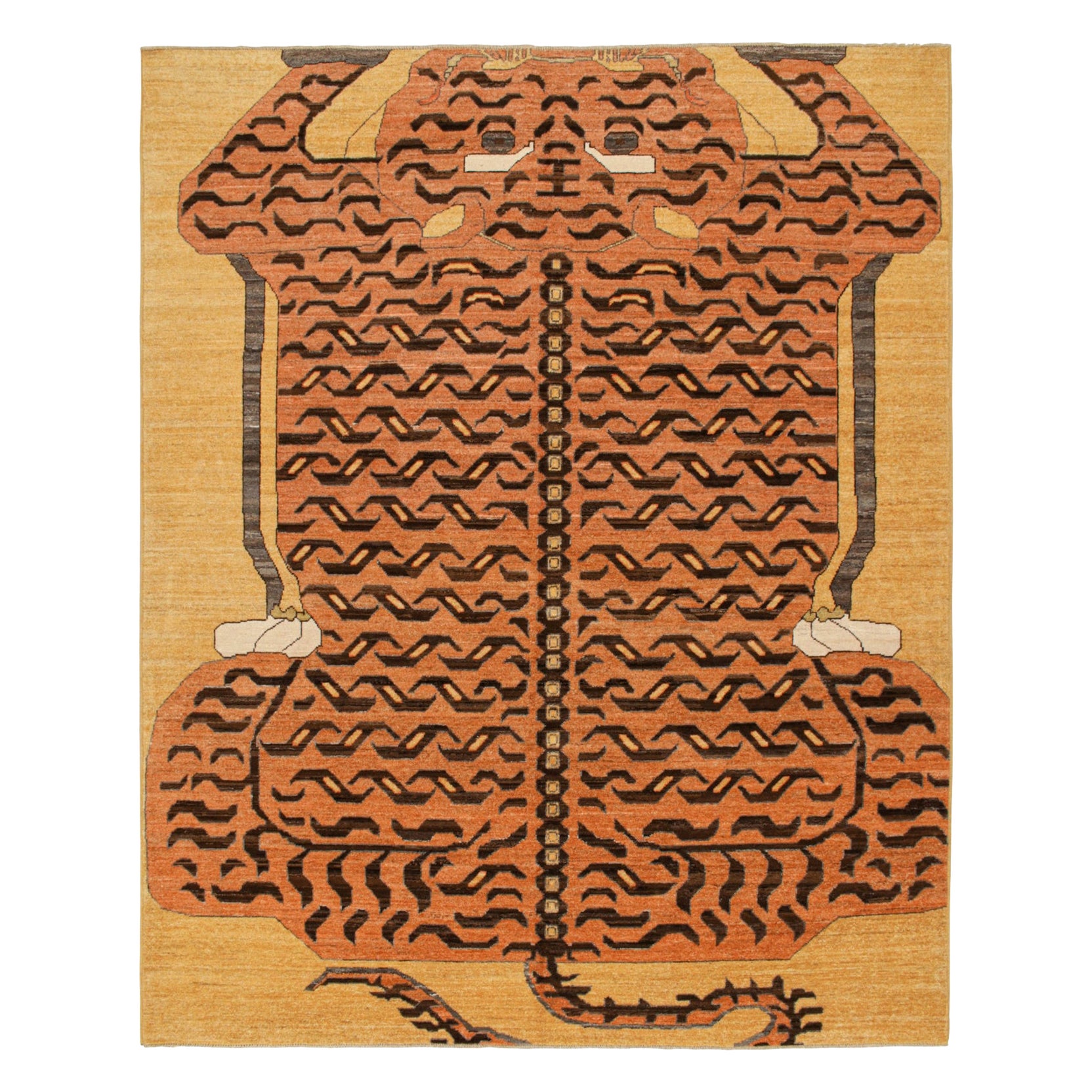 Tapis de style classique en peau de tigre de Rug 
Kilim avec pictogramme orange et marron