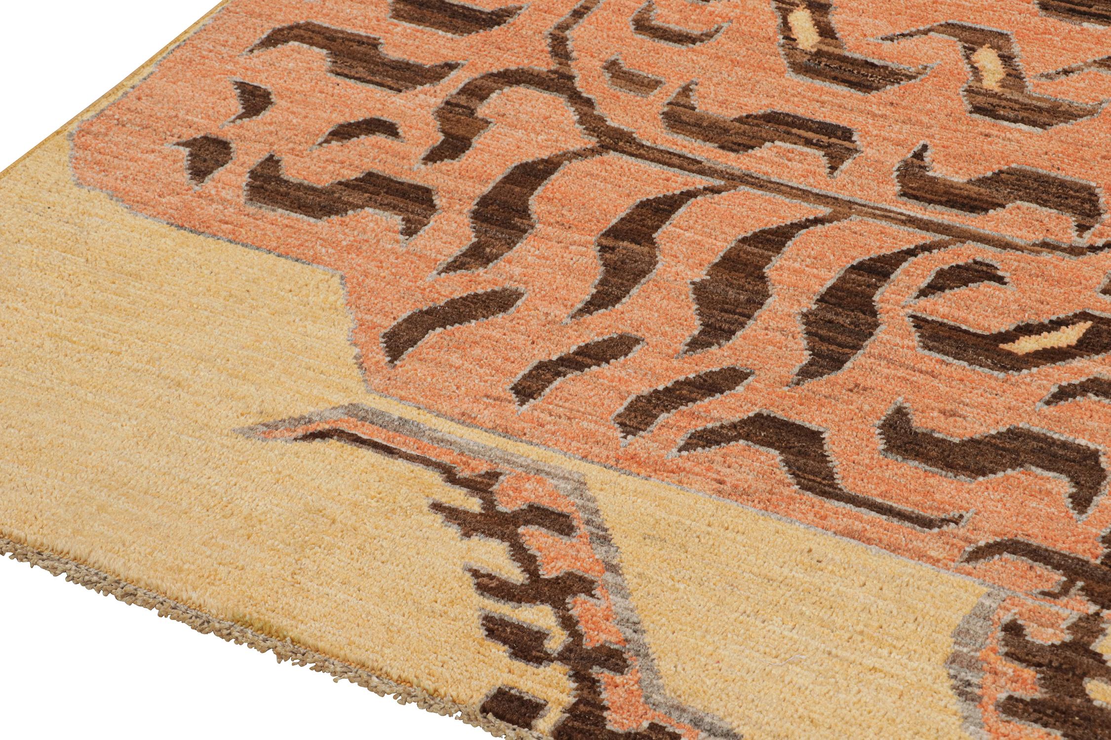Hand-Knotted Rug & Kilim’s Classic Style Tiger-Skin Rug with Orange and Brown Pictorial For Sale