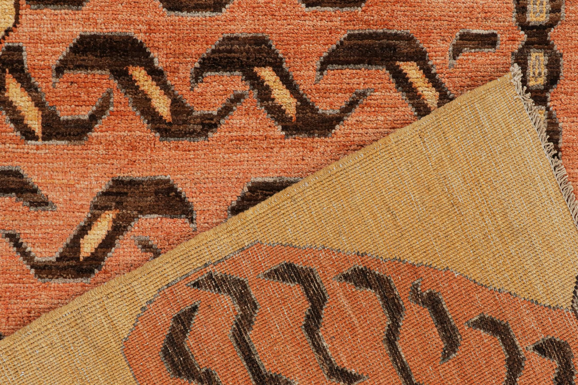 Contemporary Rug & Kilim’s Classic Style Tiger-Skin Rug with Orange and Brown Pictorial For Sale