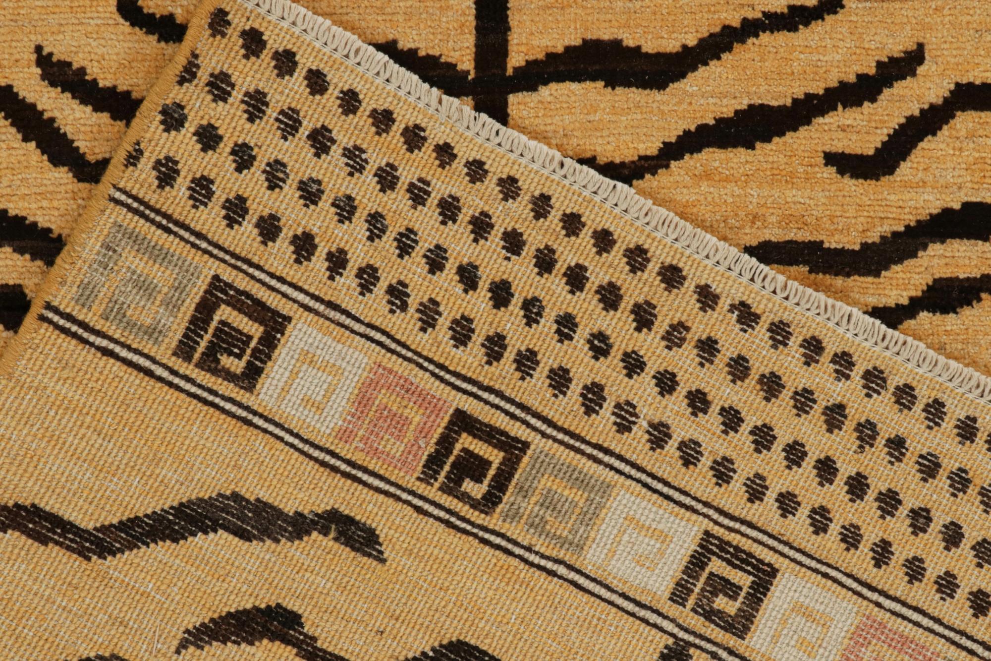 Contemporary Rug & Kilim’s Classic Style Tiger-Skin Runner in Gold & Black For Sale