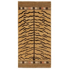 Rug & Kilim’s Classic Style Tiger-Skin Runner in Gold & Black