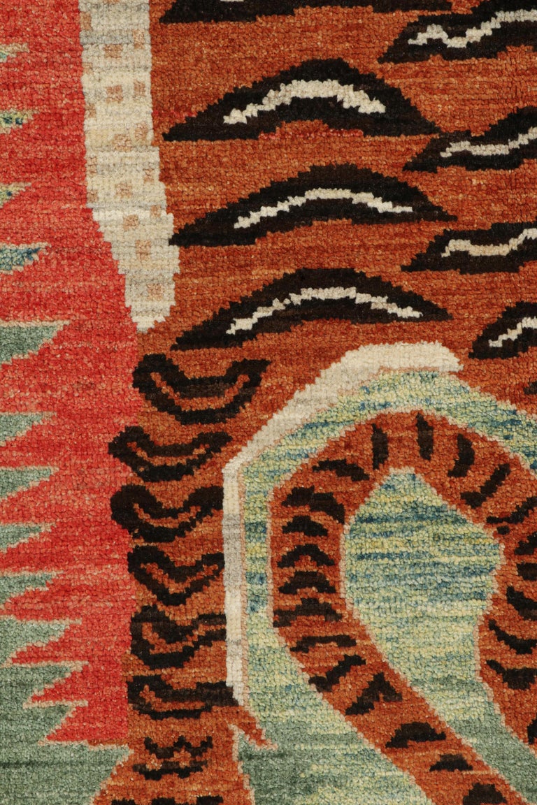 Rug and Kilim’s Classic Style Tiger-Skin Runner with Orange and Brown ...