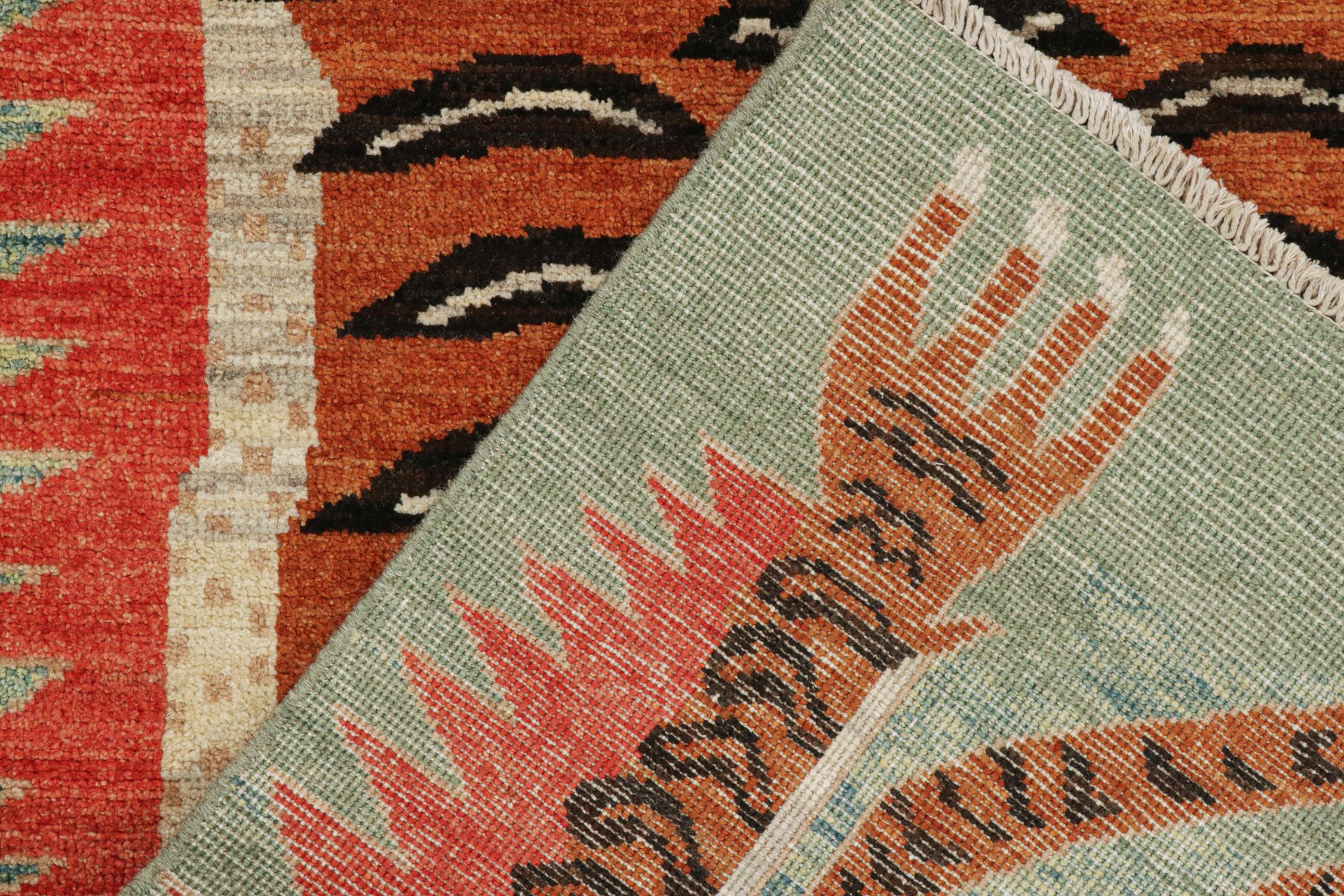 Rug & Kilim's Classic Style Tiger-Skin Läufer mit Orange und Brown Bild (Wolle) im Angebot