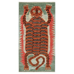 Rug & Kilim’s Classic Style Tiger-Skin Runner with Orange and Brown Pictorial