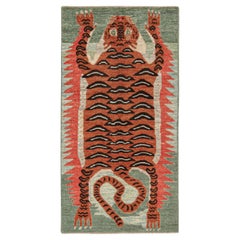 Rug & Kilims klassischer Tigerfell-Läufer mit orangefarbenem und braunem Bildmotiv