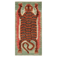 Rug & Kilim's Classic Style Tiger-Skin Läufer mit Orange und Brown Bild