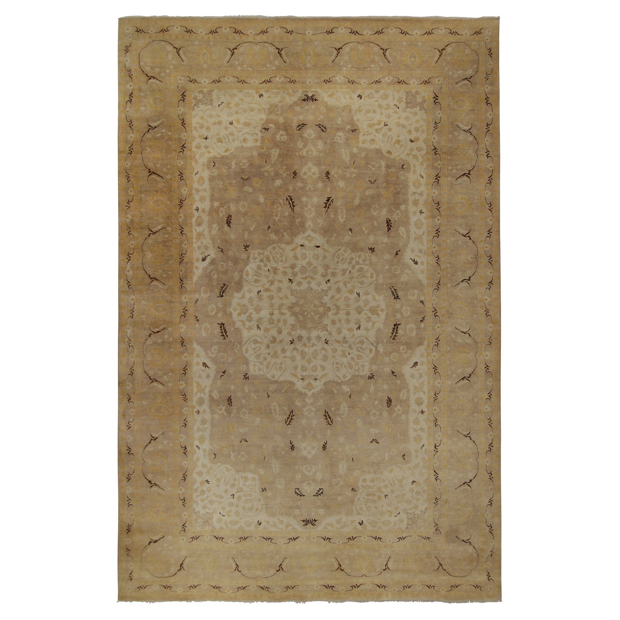 Rug & Kilim’s Classic Tabriz style rug in Beige-Brown and Gold Floral Patterns