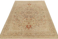 Rug & Kilim's Classic Tabriz Style Rug in Beige, Red & Green Floral Pattern