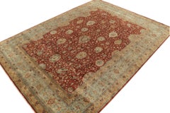 Rug & Kilim’s Classic Tabriz Style Rug with Beige & Blue Florals on Rust Red