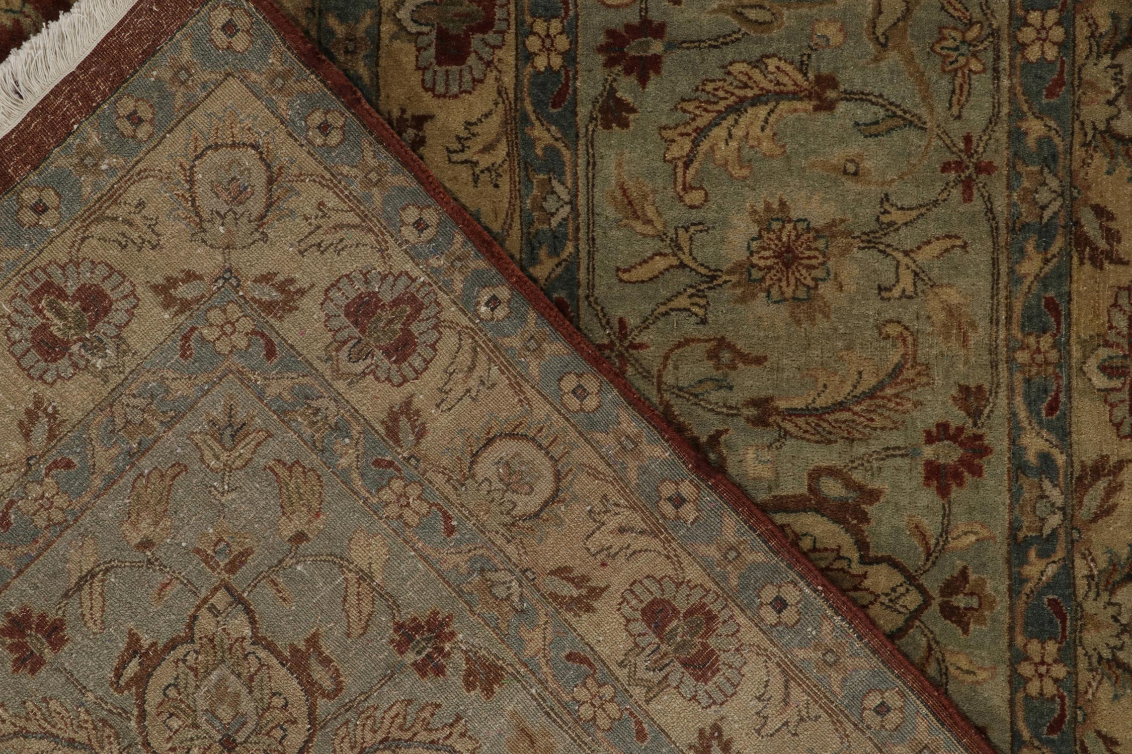 Rug & Kilim’s Classic Tabriz style rug with Beige & Blue Florals on Rust Red In New Condition For Sale In Long Island City, NY