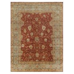Rug & Kilim’s Classic Tabriz Style Rug with Beige & Blue Florals on Rust Red