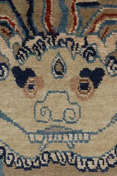 Rug & Kilim’s Classic Tiger Pictorial Rug in Beige and Blue Tones