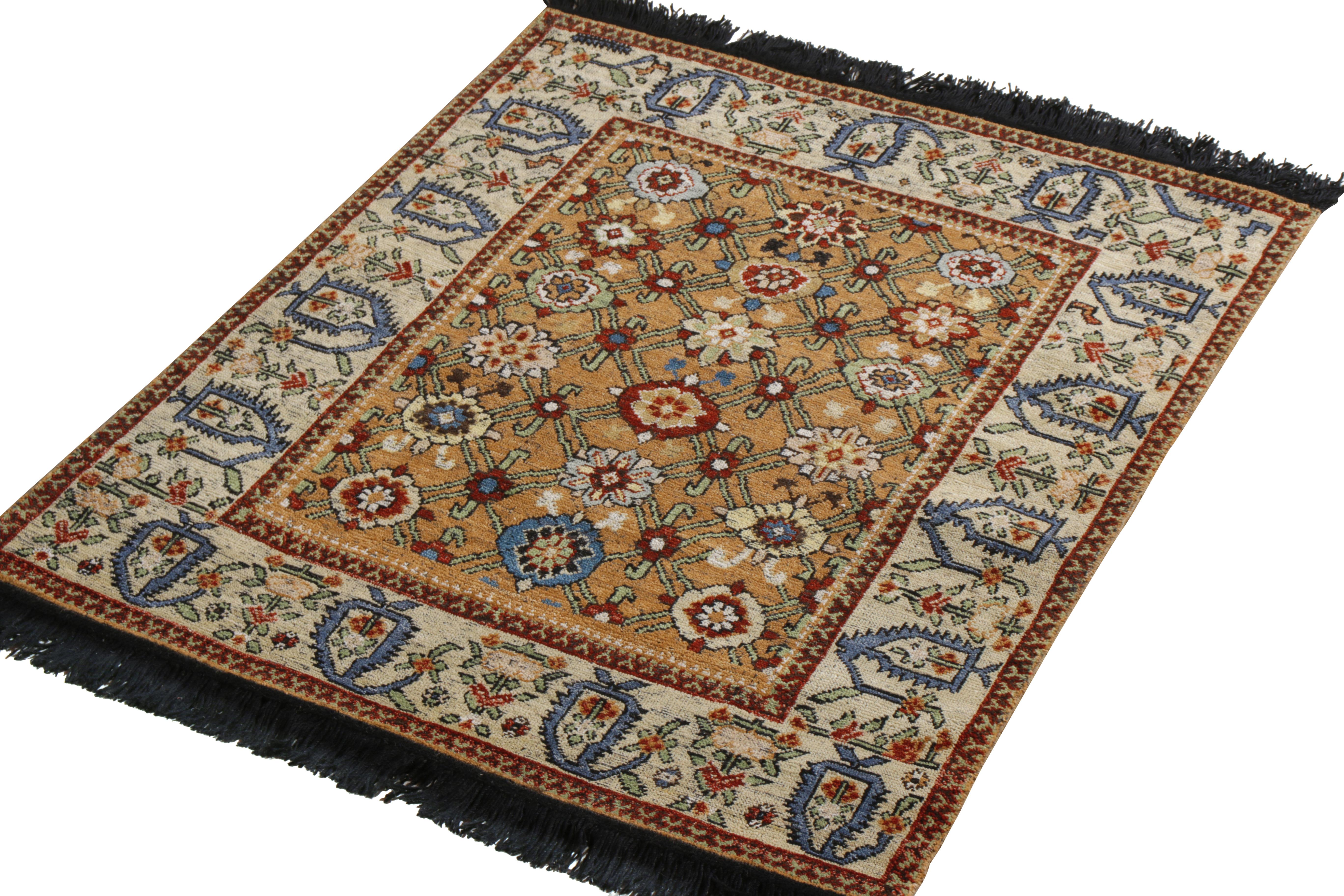 Other Rug & Kilim’s Classic Transitional Style Rug in Beige Brown Floral Pattern For Sale