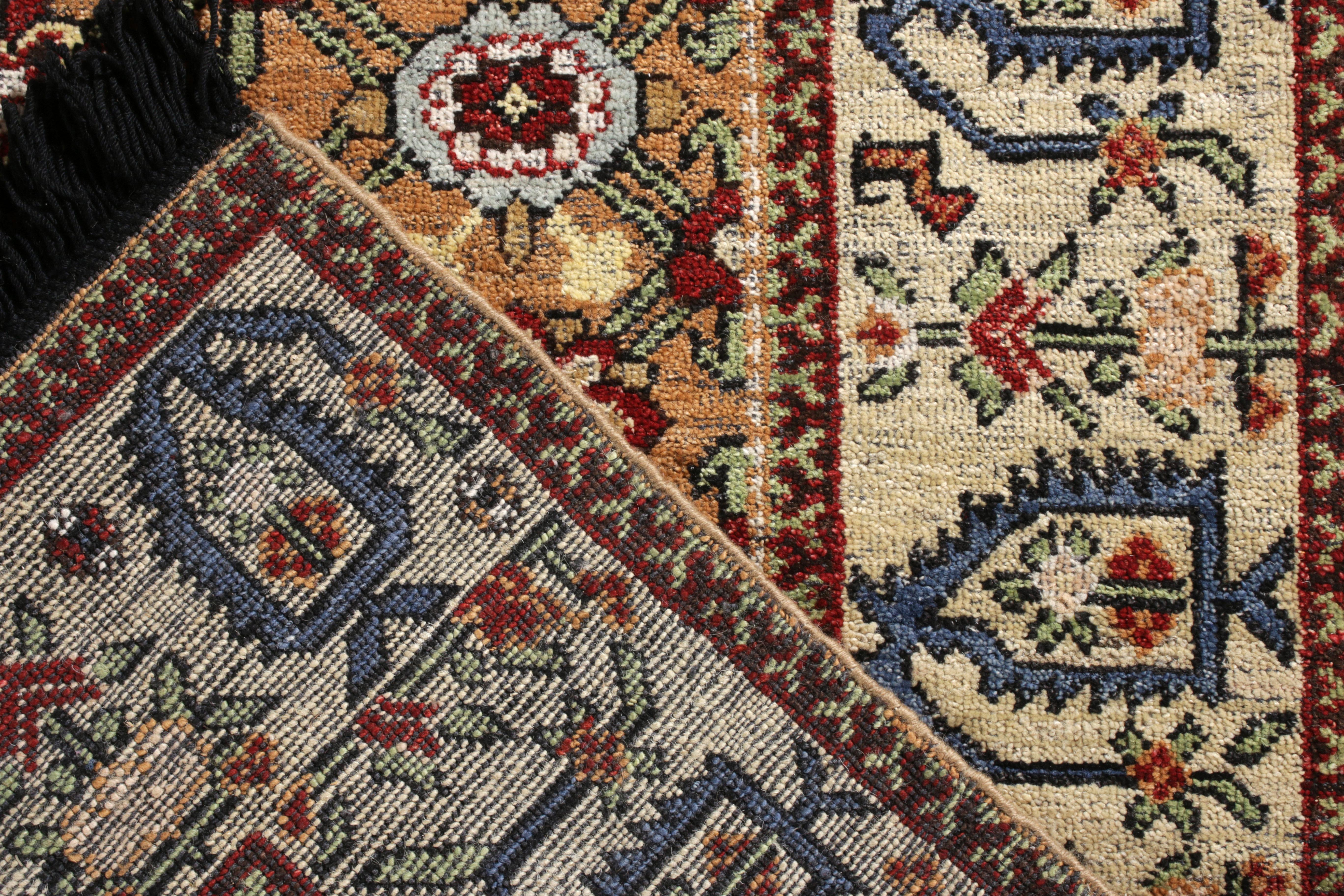 Hand-Knotted Rug & Kilim’s Classic Transitional Style Rug in Beige Brown Floral Pattern For Sale