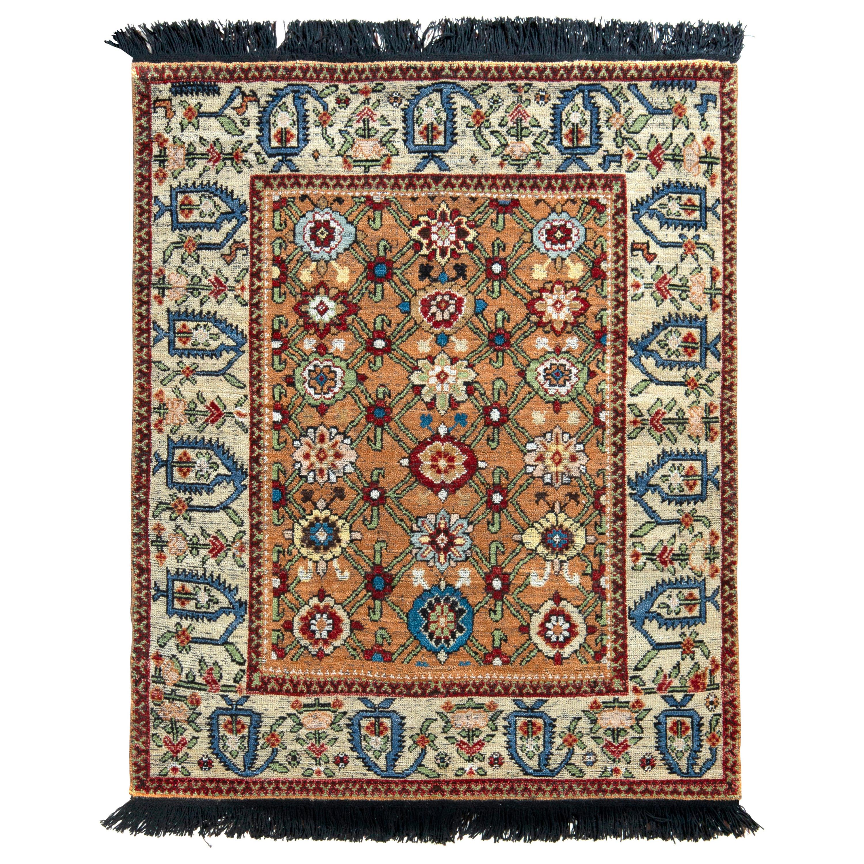 Rug & Kilim’s Classic Transitional Style Rug in Beige Brown Floral Pattern For Sale