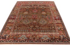 Rug & Kilim’s Classic Transitional Style Rug in Brown Pink Floral by Rug & Kilim