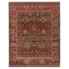 Rug & Kilim’s Classic Transitional Style Rug in Brown Pink Floral by Rug & Kilim