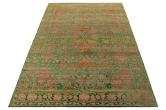 Rug & Kilim’s Classic Style Silk Rug in Green, Floral Patterns