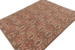 Rug & Kilim’s Classic Tribal style Rug in Brick Red with Geometric Patterns