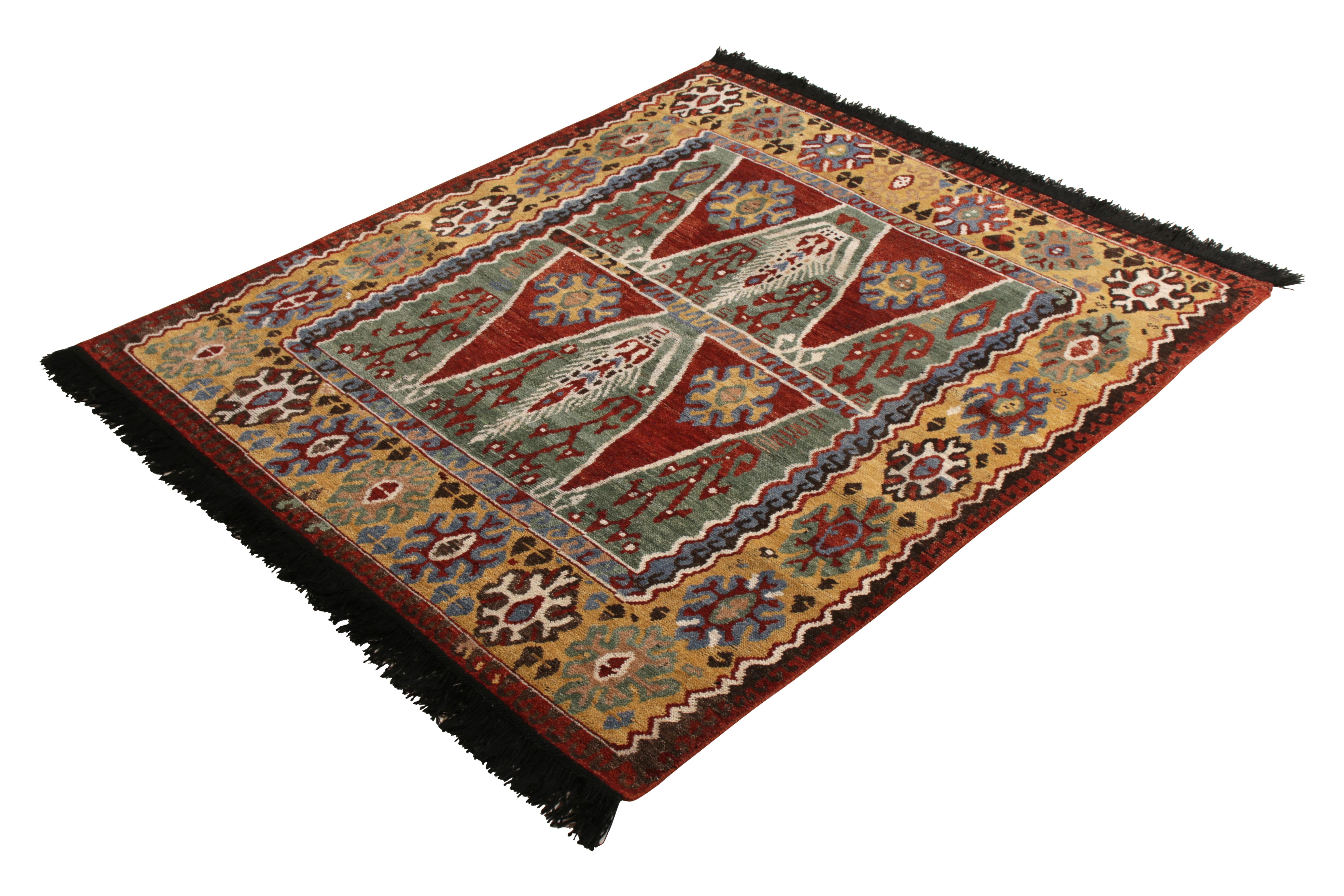 Other Rug & Kilim’s Classic Tribal Style Rug in Red and Gold Geometric Pattern For Sale