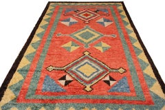Rug & Kilim's Classic Tulu Style Rug Red Green Medallion Tribal Pattern