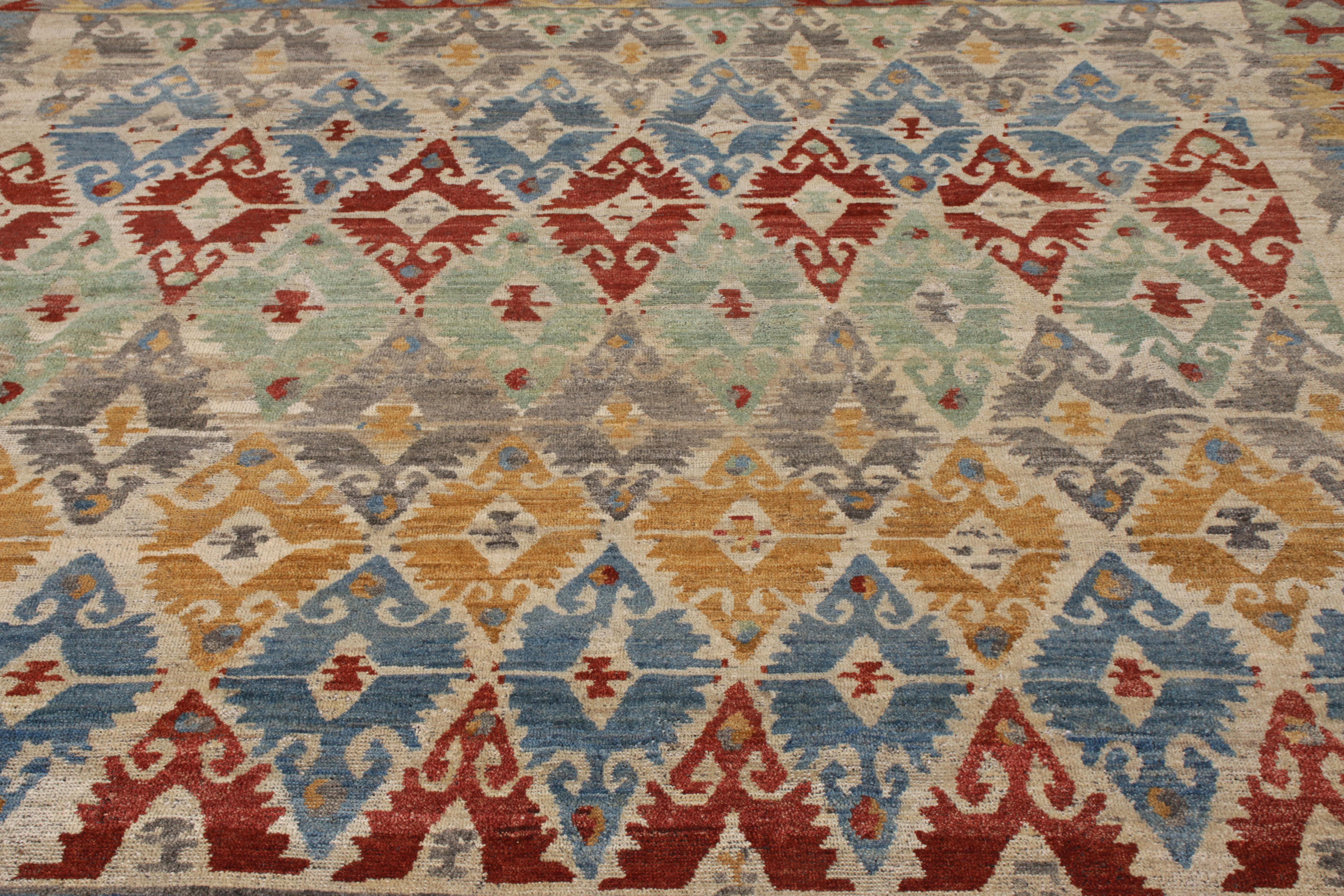 Other Rug & Kilim’s Classic Turkish Style Custom Rug in Blue-Gray Geometric Pattern For Sale