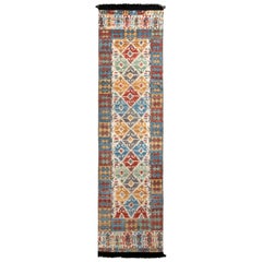 Runner classico in stile turco di Rug
Kilim con motivo geometrico oro e blu