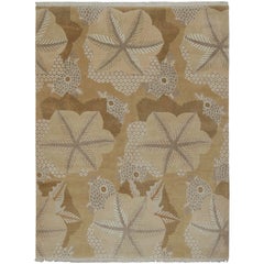 Rug & Kilim’s “Clouds” Modern Rug Design in Beige-brown with Floral Medallions