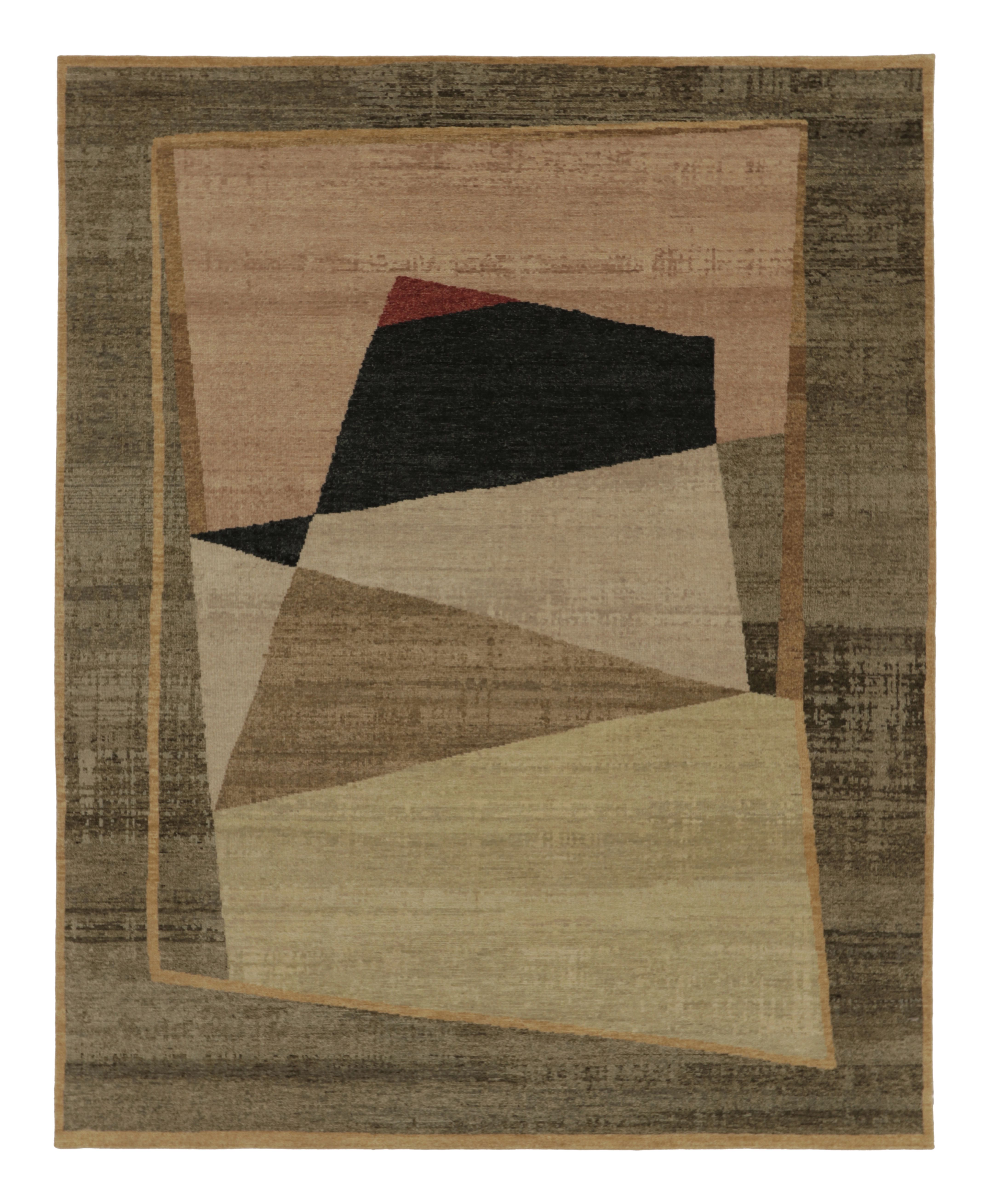 Rug
Kilim
s Contemporary Abstract Rug in Beige-Brown and Dusty Pink Tones