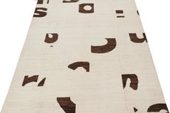 Rug & Kilim’s Contemporary Abstract Rug in Beige with Brown Geometric Patterns